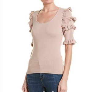 BCBGMAXAZRIA Womens Ruffle Trim Sweater, XXS